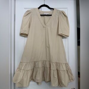 Olivaceous Cream Puff Sleeve Mini Dress